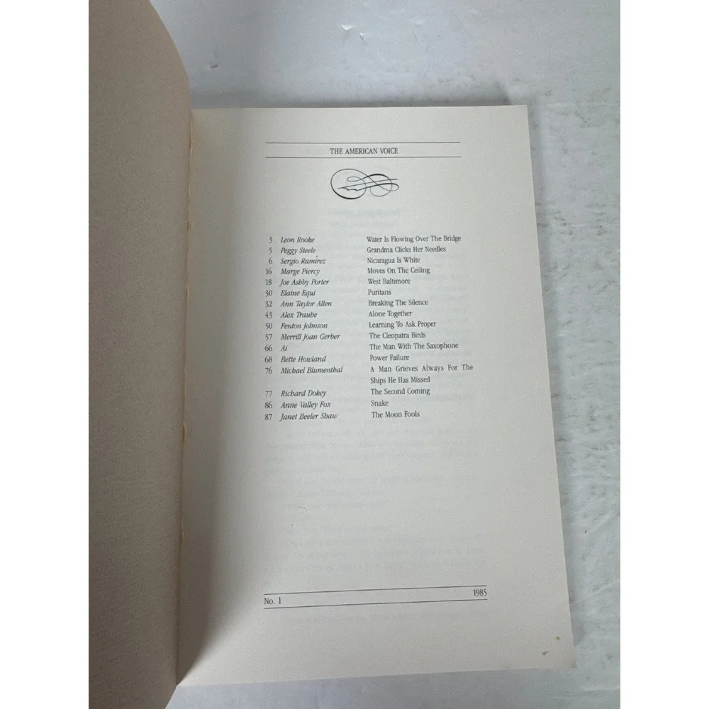 The American Voice No. 1 1985 Literary Journal Anthology Marge Piercy Kentucky